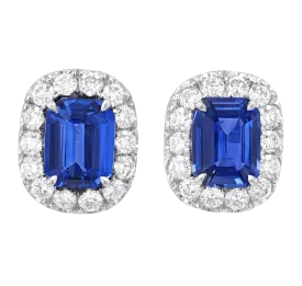 Emerald Cut Sapphire Earrings, 4.66 carats