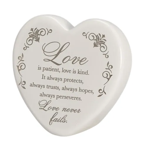 3.75" Love is Patience Never Fails Anniversary Heart Ceramic Figurine