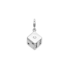 3D Hollow Die Crystal Dotted Pendant (Silver)