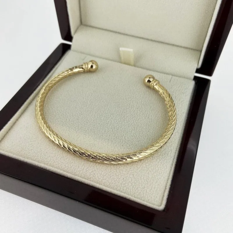 4mm Gold Filled Bonded Twisted Torque Bangle Adjustable