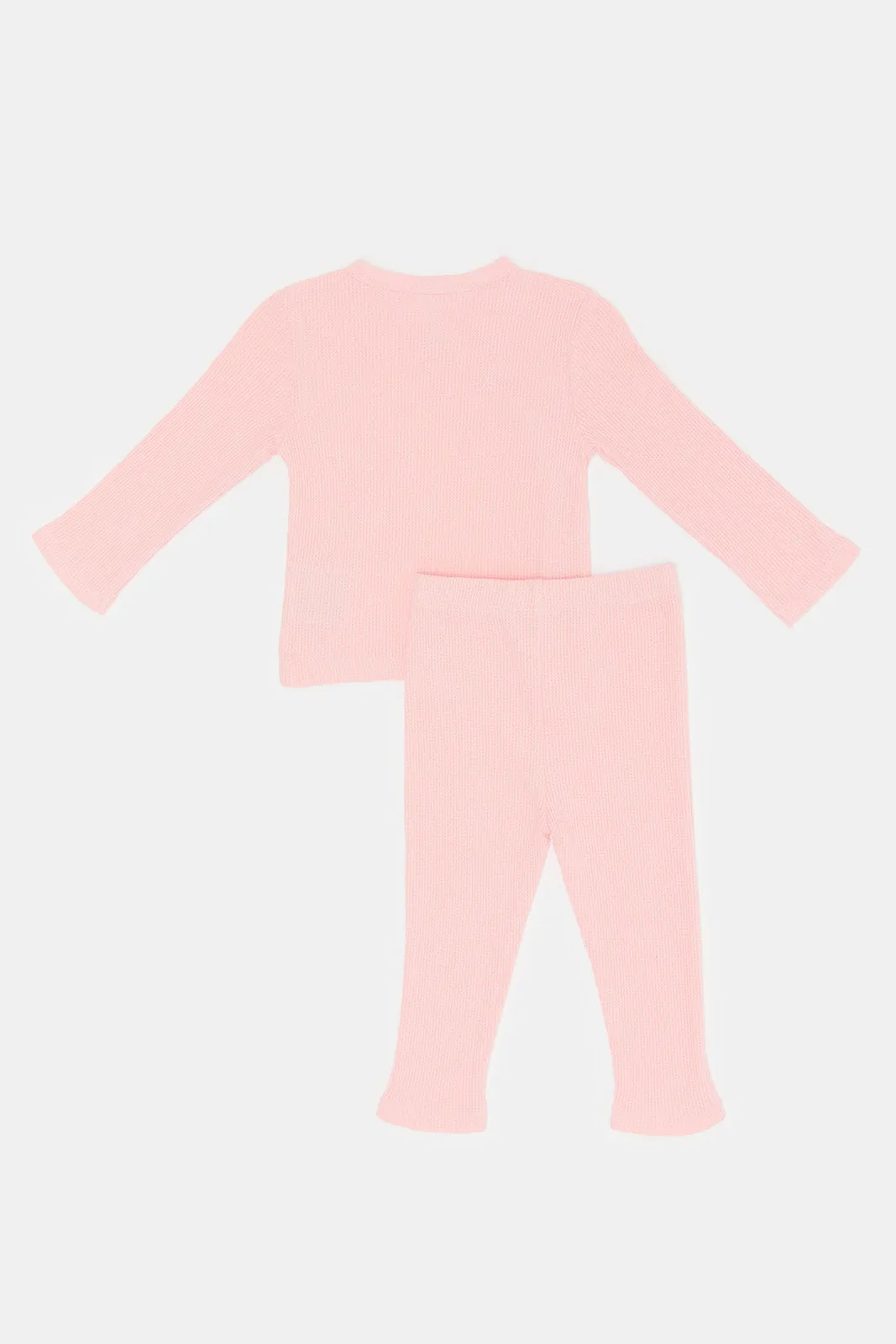 Babies Pink Front Button Wrap Over Pyjama Set (2 Piece)