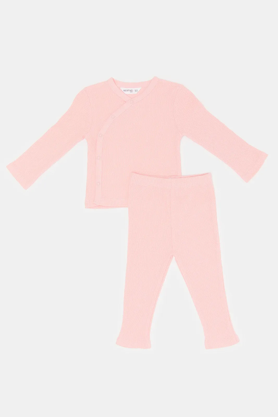 Babies Pink Front Button Wrap Over Pyjama Set (2 Piece)