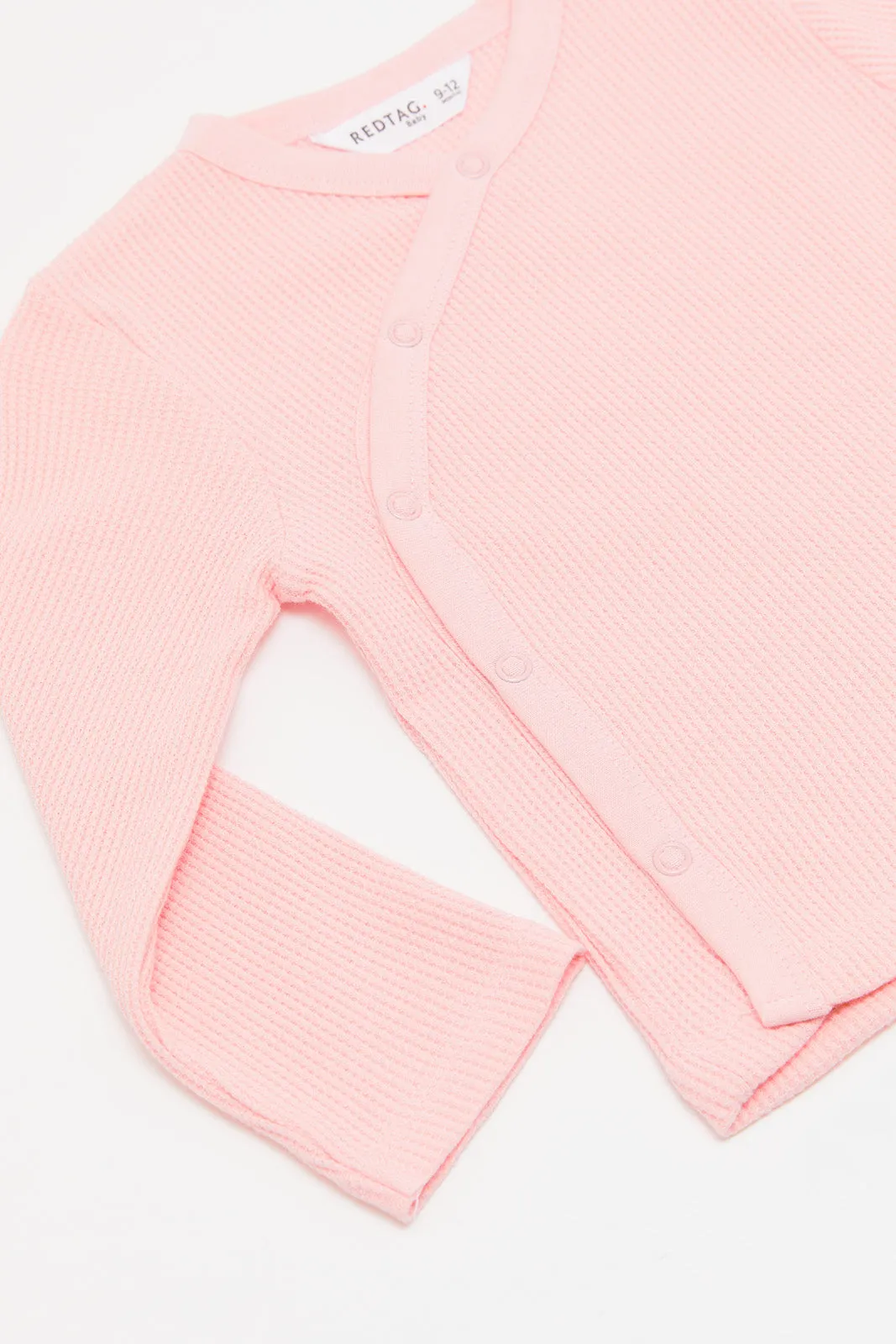 Babies Pink Front Button Wrap Over Pyjama Set (2 Piece)