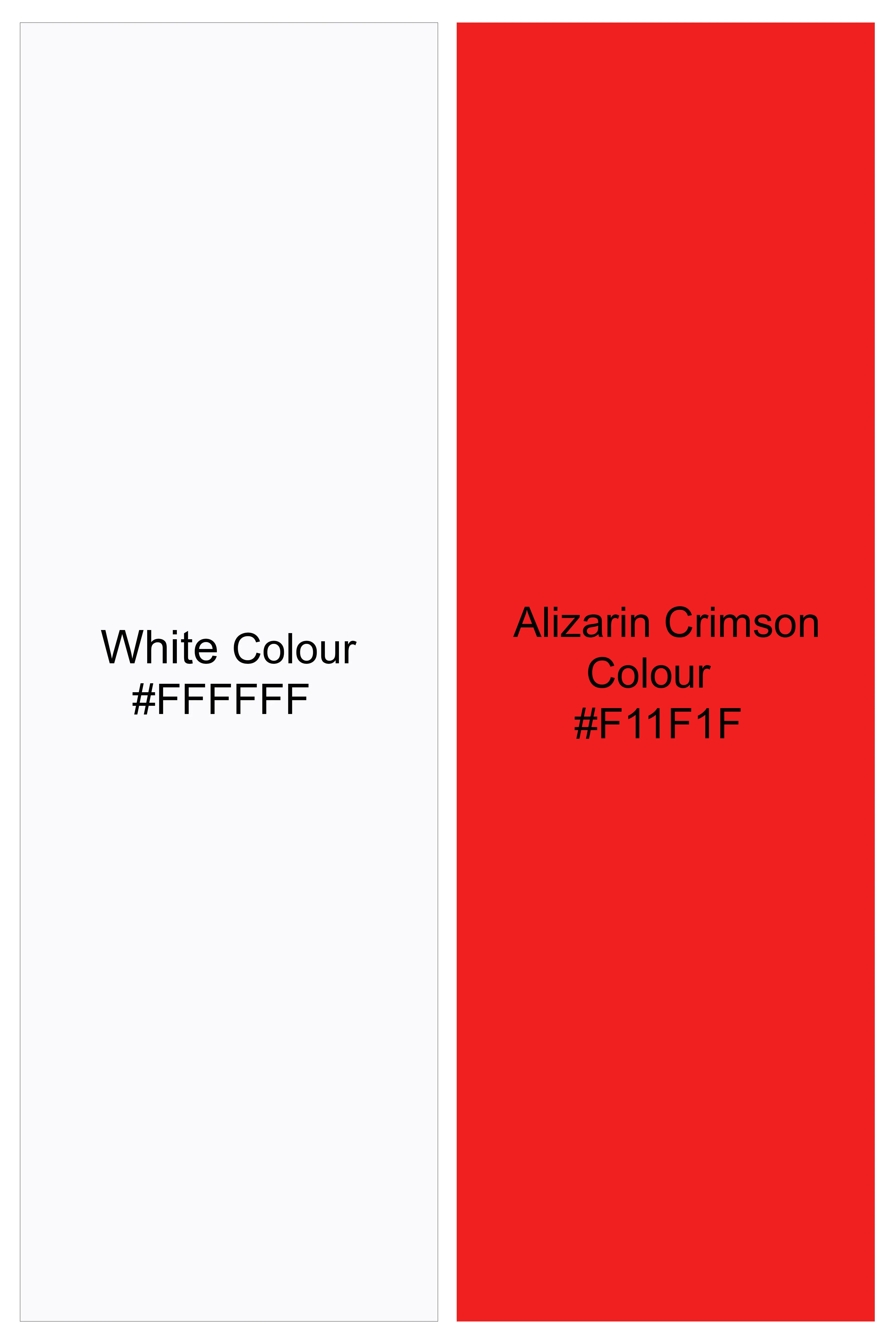 Bright White and Alizarin Crimson Red Stripes Premium Cotton Short