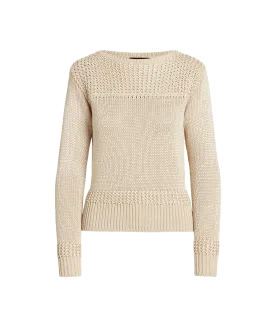 Cotton-Blend Boatneck Jumper - Beige