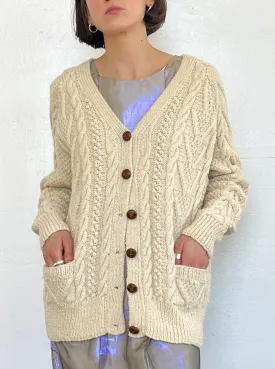 Cream Classic Cableknit Cardi (M)