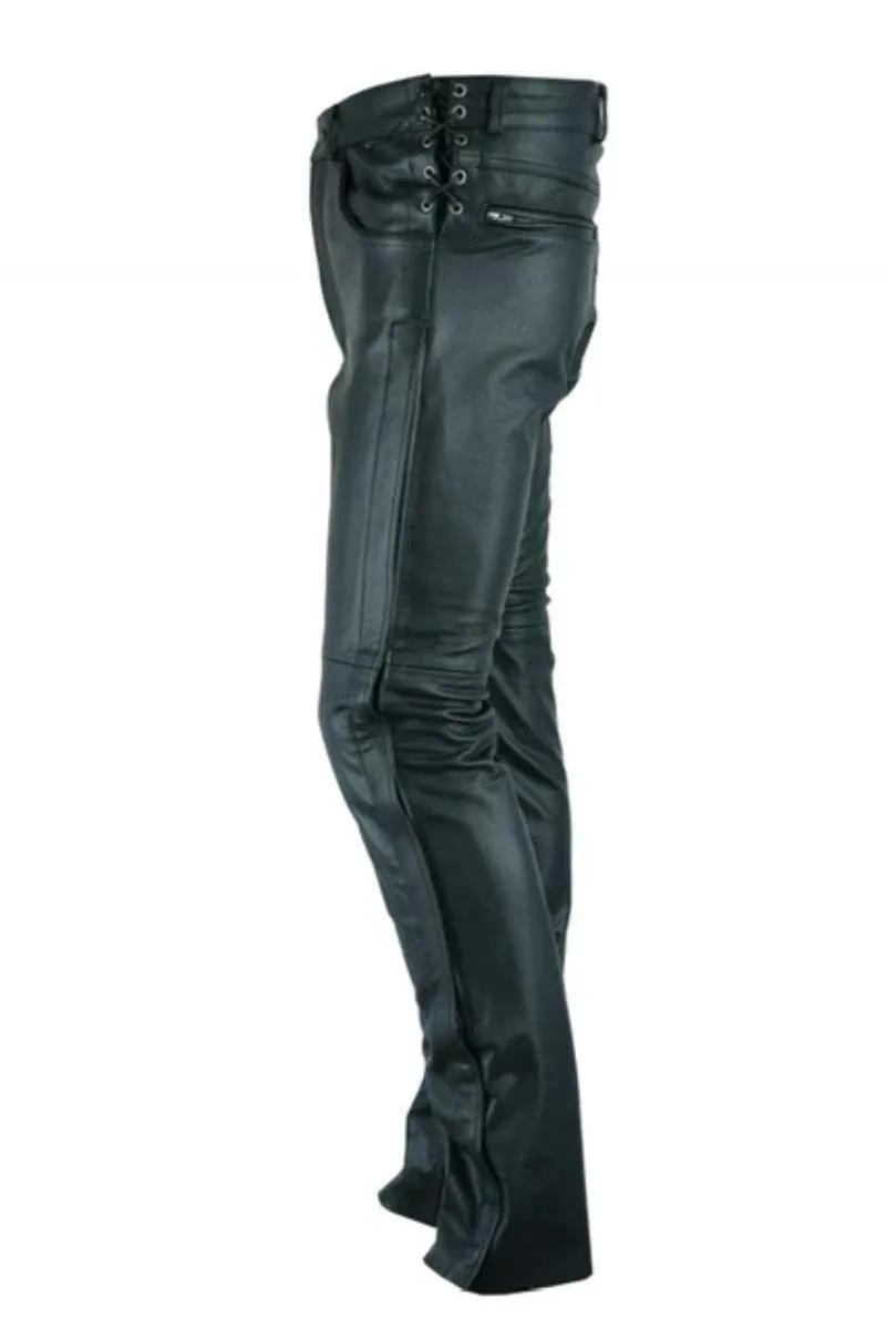 Daniel Smart Deep Pocket Over Pants Motorcycle Chaps, Leather, Black