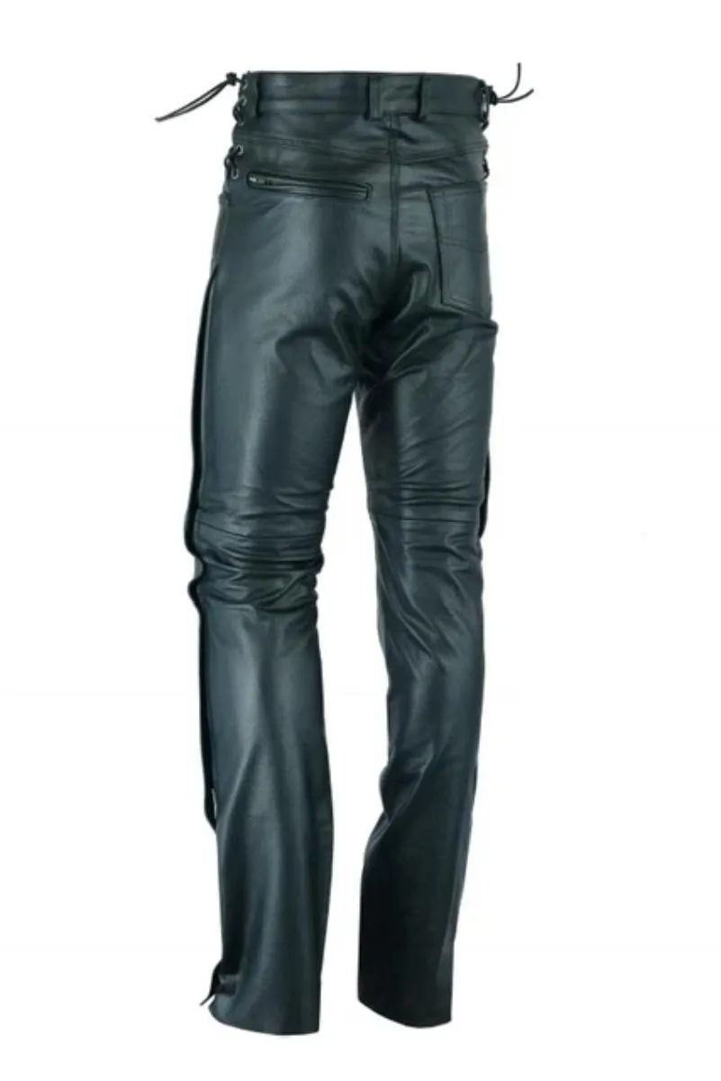 Daniel Smart Deep Pocket Over Pants Motorcycle Chaps, Leather, Black