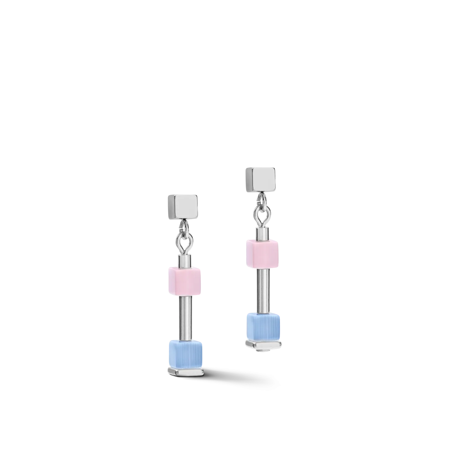 Earrings GeoCUBE® fine pastel blue-rose