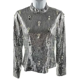 Erdem - New w/ Tags - Tonya Sequin Embellished Long Sleeve - UK 6 US 2 - Top