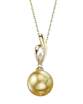 Golden South Sea Pearl & Diamond Asterie Pendant