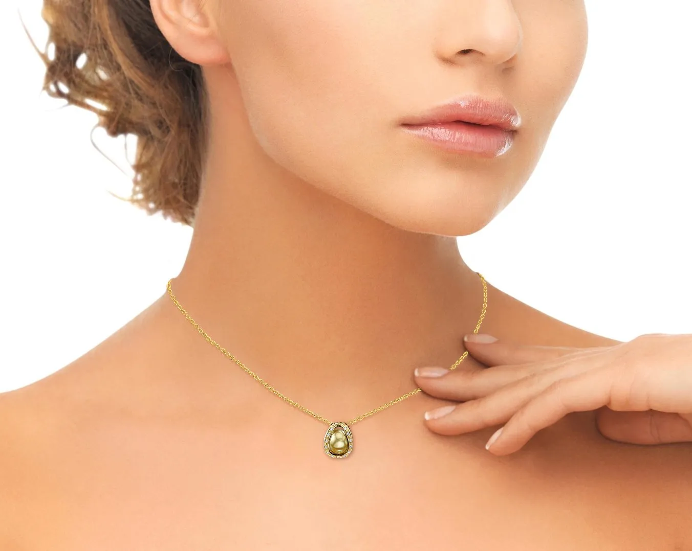 Golden South Sea Pearl & Diamond Mystic Pendant