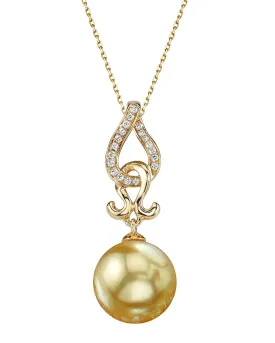 Golden South Sea Pearl & Diamond Pas de Valse Pendant