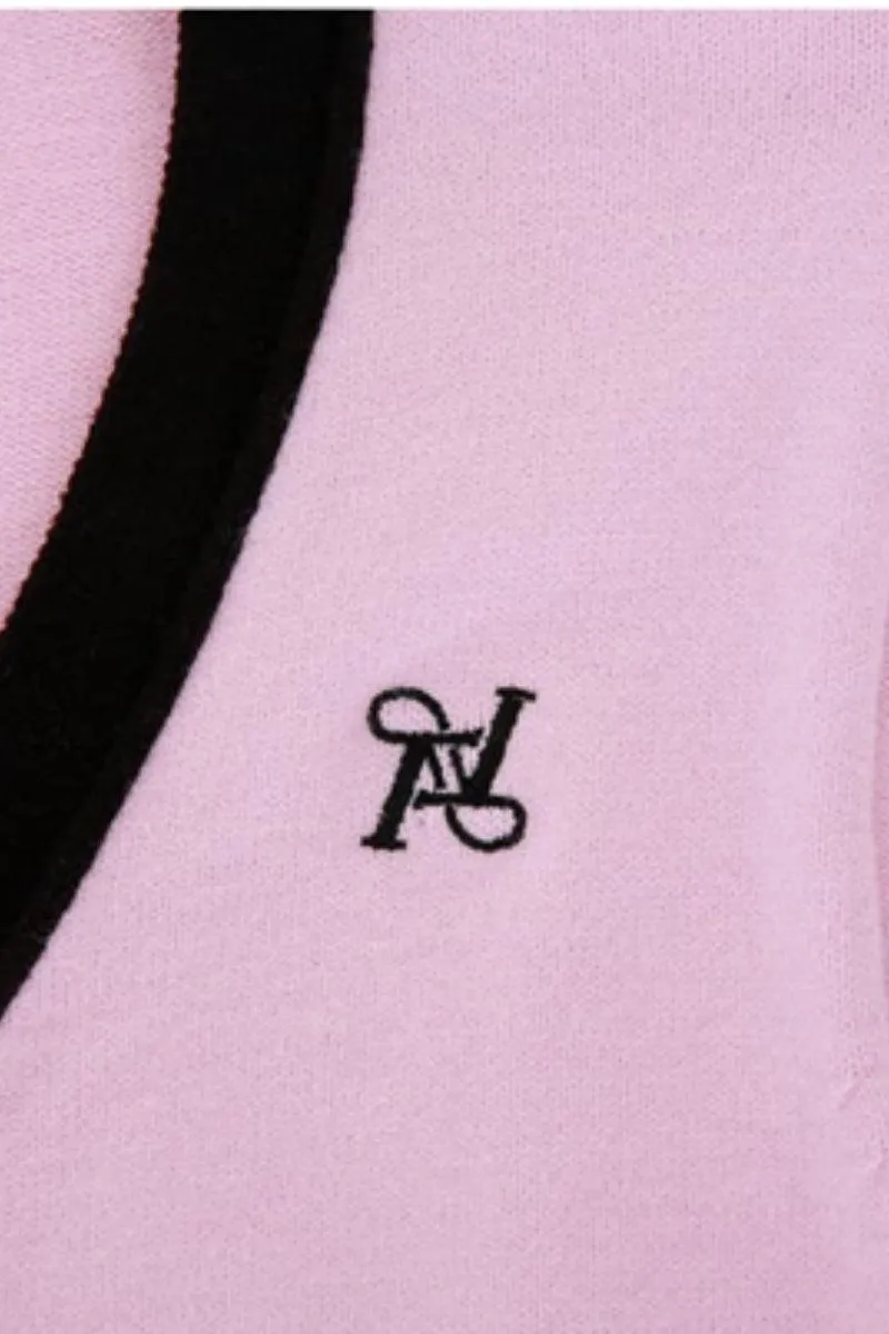 Logo Crop Knit Cardigan Pink