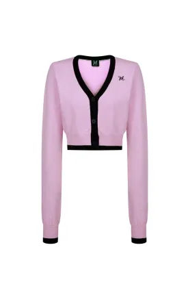 Logo Crop Knit Cardigan Pink