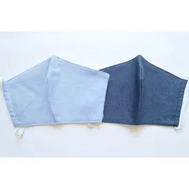 Pack (2pc) | Light Cotton Denim Fabric Facemasks | 3 layers M196