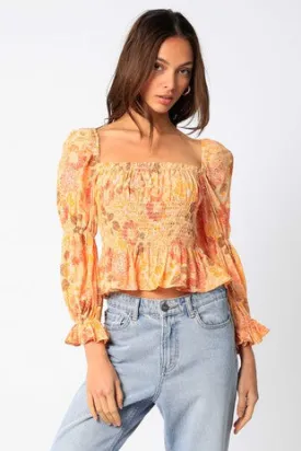 PEACH SMOCKED TOP