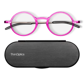 Pink Manhattan Full Frame Reading Glasses   Milano Case