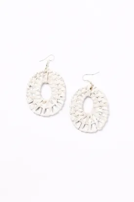 Raffia Woven Earrings in White