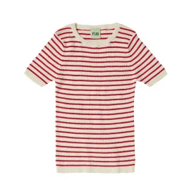 Rib Tee – ecru/crimson red