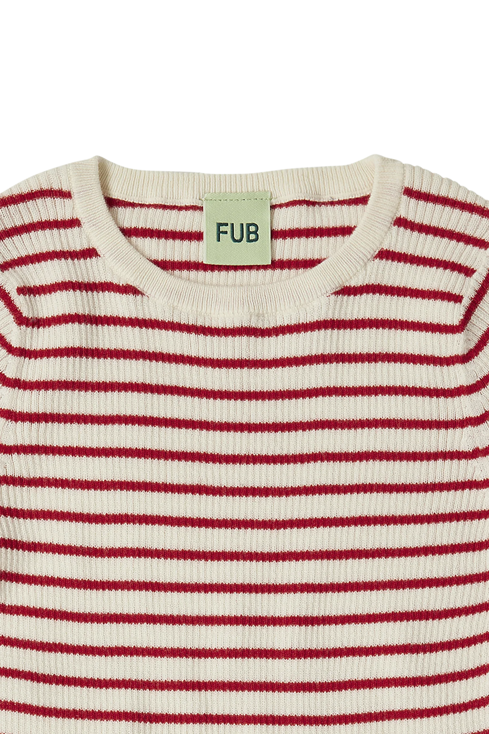 Rib Tee – ecru/crimson red