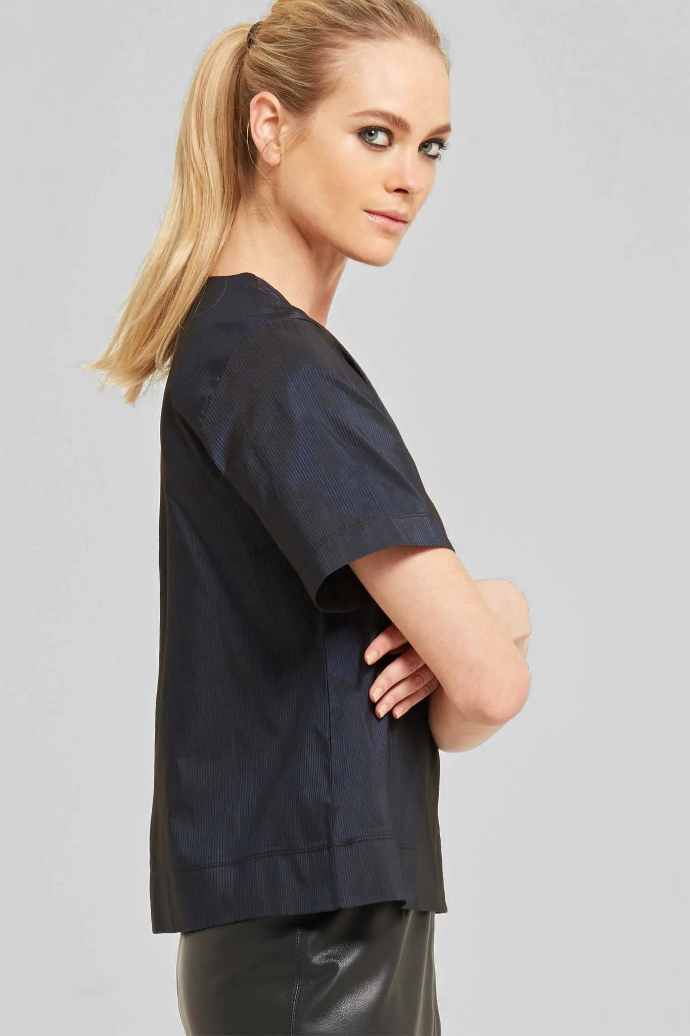 Short Sleeved Faille Top