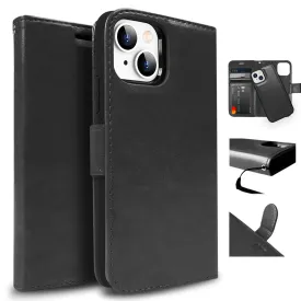 Tough On iPhone 14 Plus Magnetic Detachable Leather Case Black